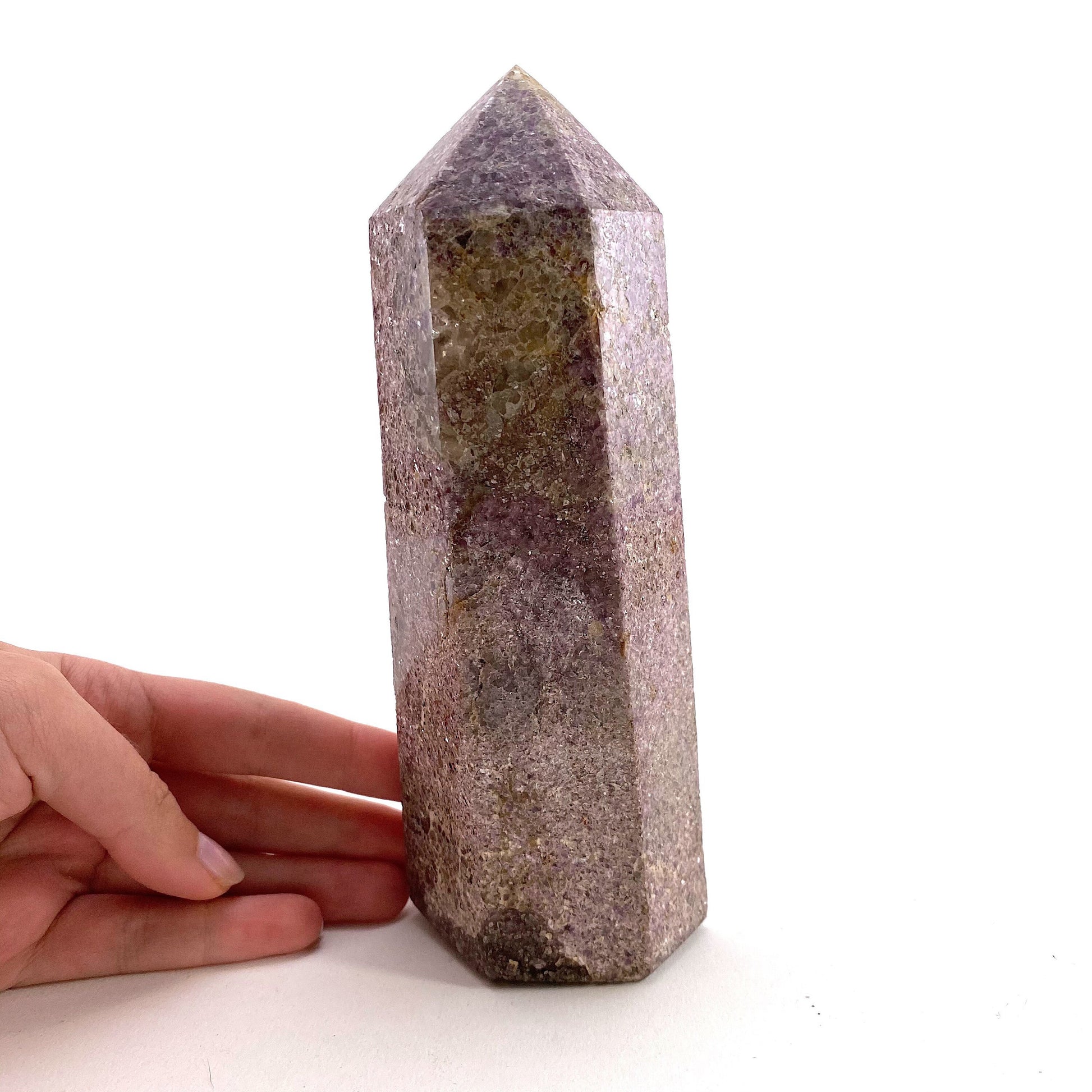 XL Polished lepidolite point, lepidolite wand, lepidolite crystal, crystal point