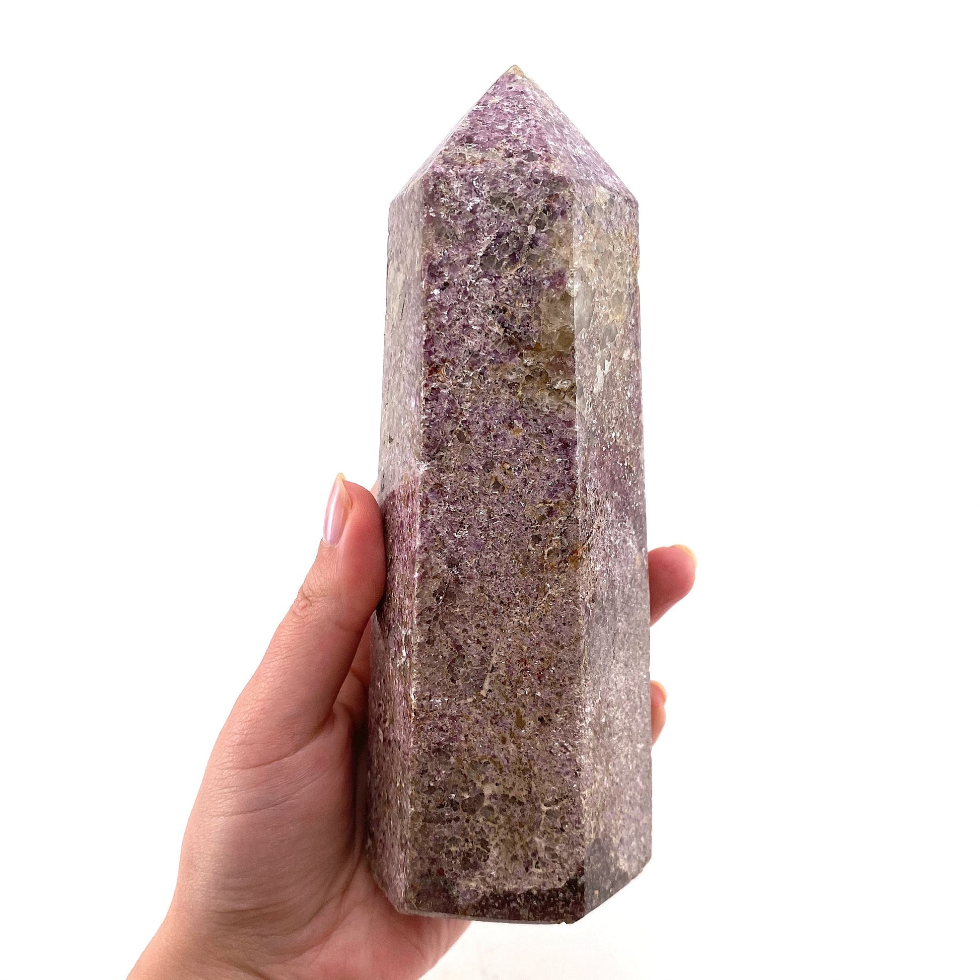 XL Polished lepidolite point, lepidolite wand, lepidolite crystal, crystal point