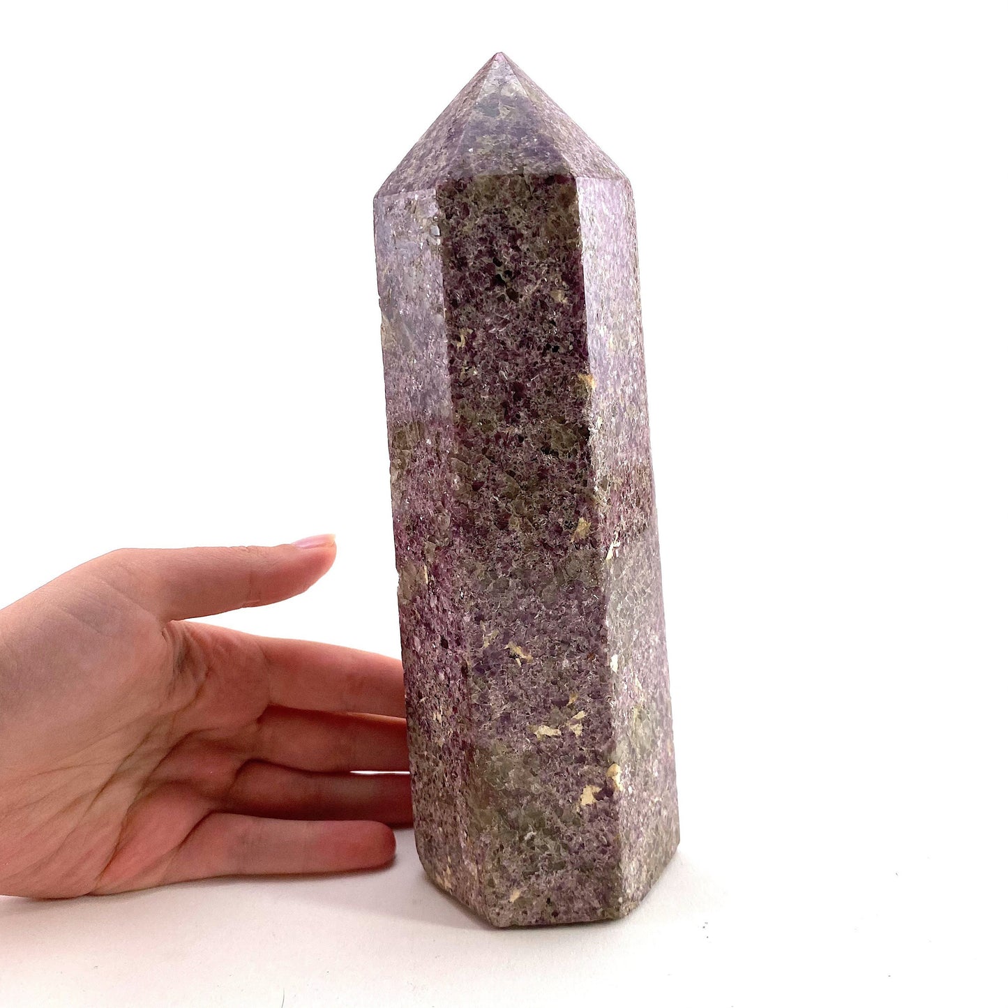 XL Polished lepidolite point, lepidolite wand, lepidolite crystal, crystal point