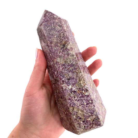 XL Polished lepidolite point, lepidolite wand, lepidolite crystal, crystal point