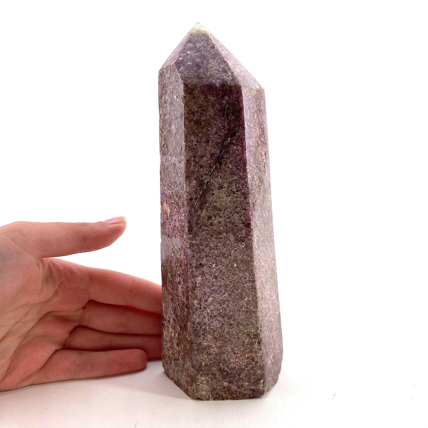 XL Polished lepidolite point, lepidolite wand, lepidolite crystal, crystal point