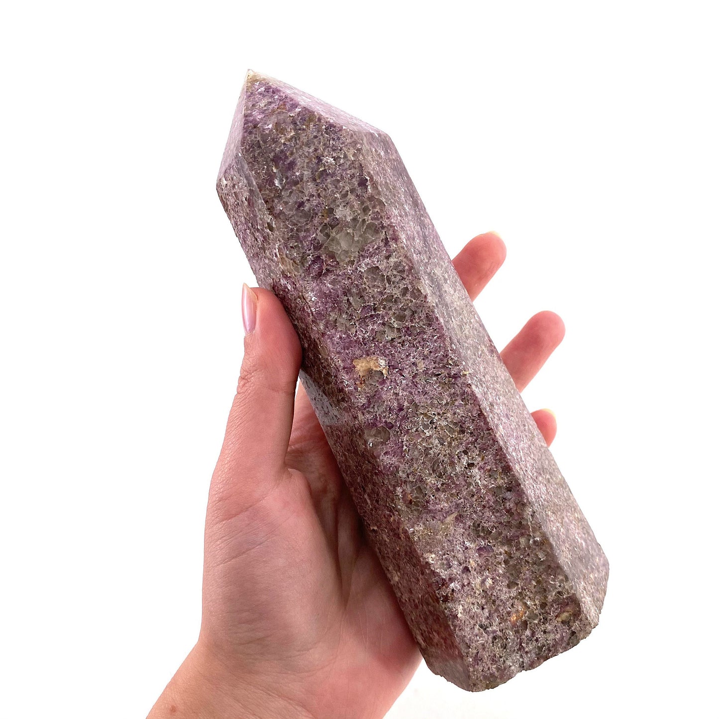 XL Polished lepidolite point, lepidolite wand, lepidolite crystal, crystal point