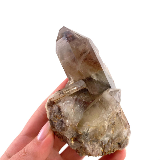 Red Hematite Quartz Cluster (Zimbabwe), quartz crystal, hematite quartz point, red phantom quartz, fire quartz