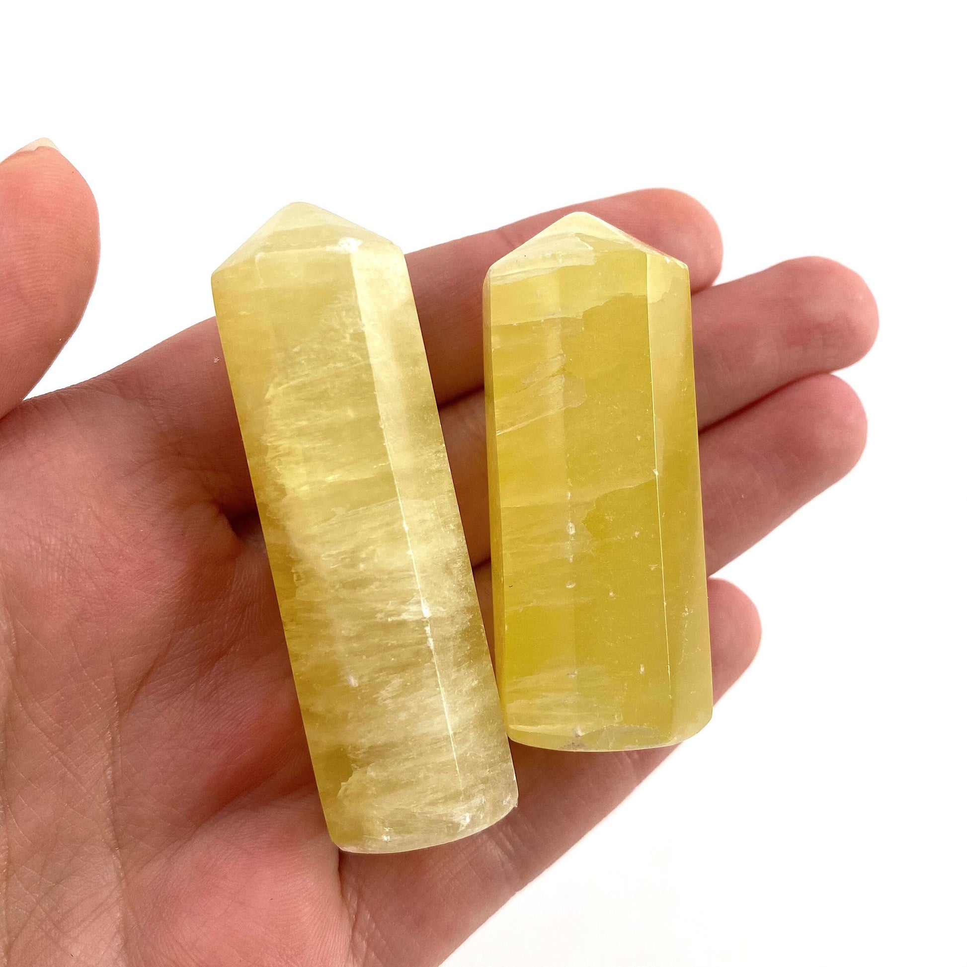 Lemon Calcite Point, yellow calcite tower, crystal point, lemon calcite crystal