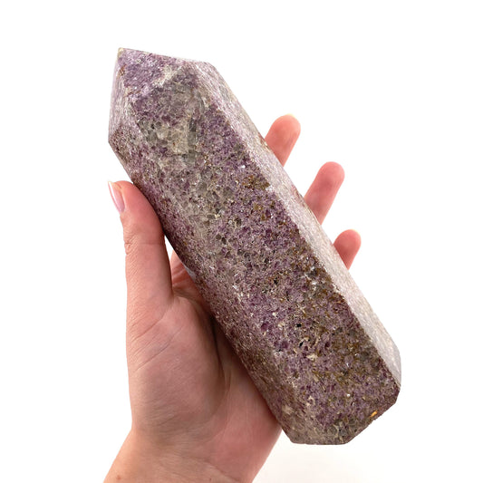 XL Polished lepidolite point, lepidolite wand, lepidolite crystal, crystal point