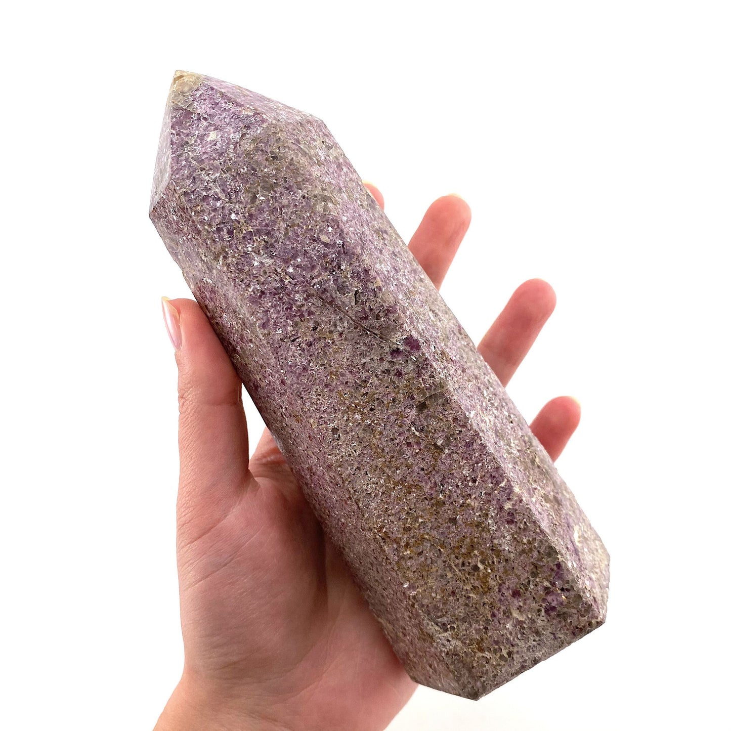 XL Polished lepidolite point, lepidolite wand, lepidolite crystal, crystal point