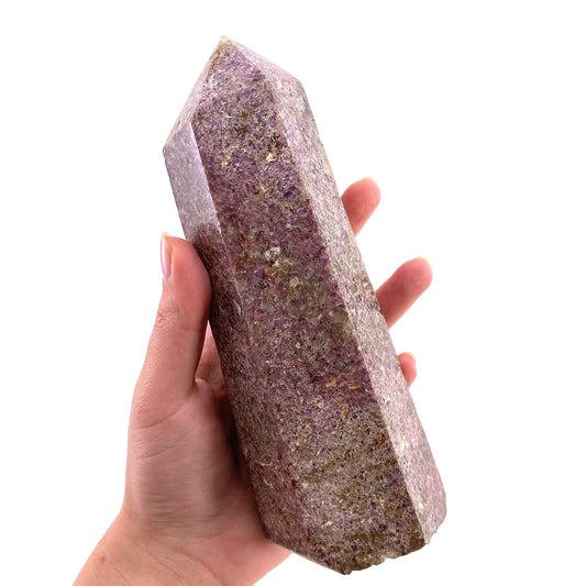 XL Polished lepidolite point, lepidolite wand, lepidolite crystal, crystal point