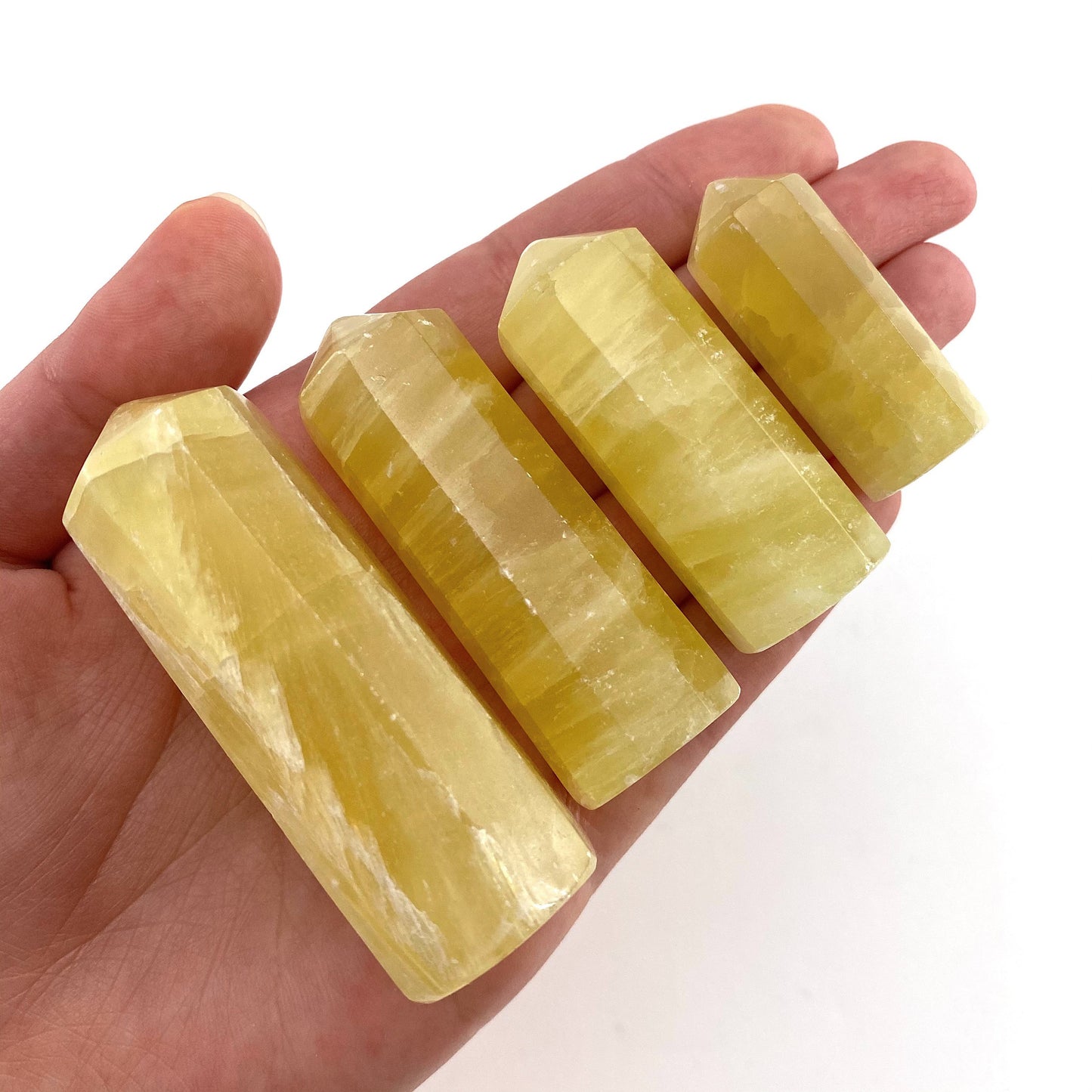Lemon Calcite Point, yellow calcite tower, crystal point, lemon calcite crystal