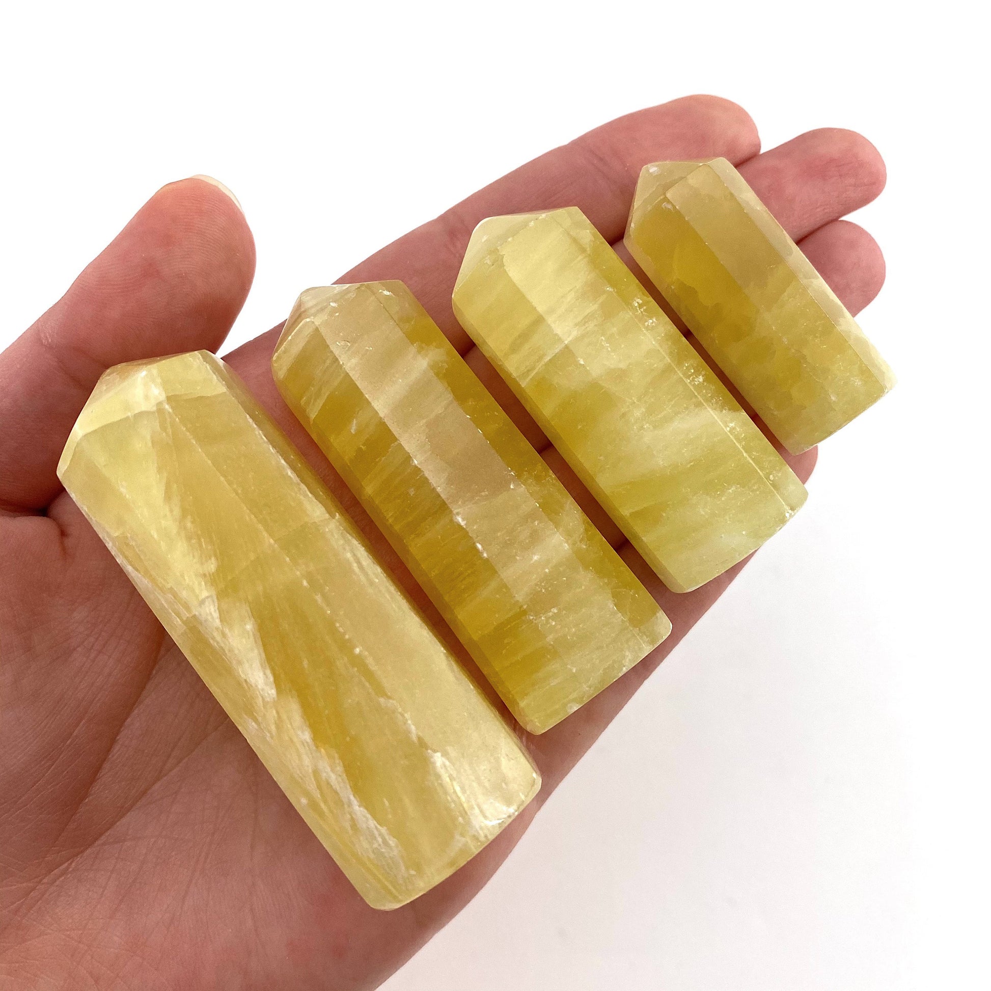 Lemon Calcite Point, yellow calcite tower, crystal point, lemon calcite crystal