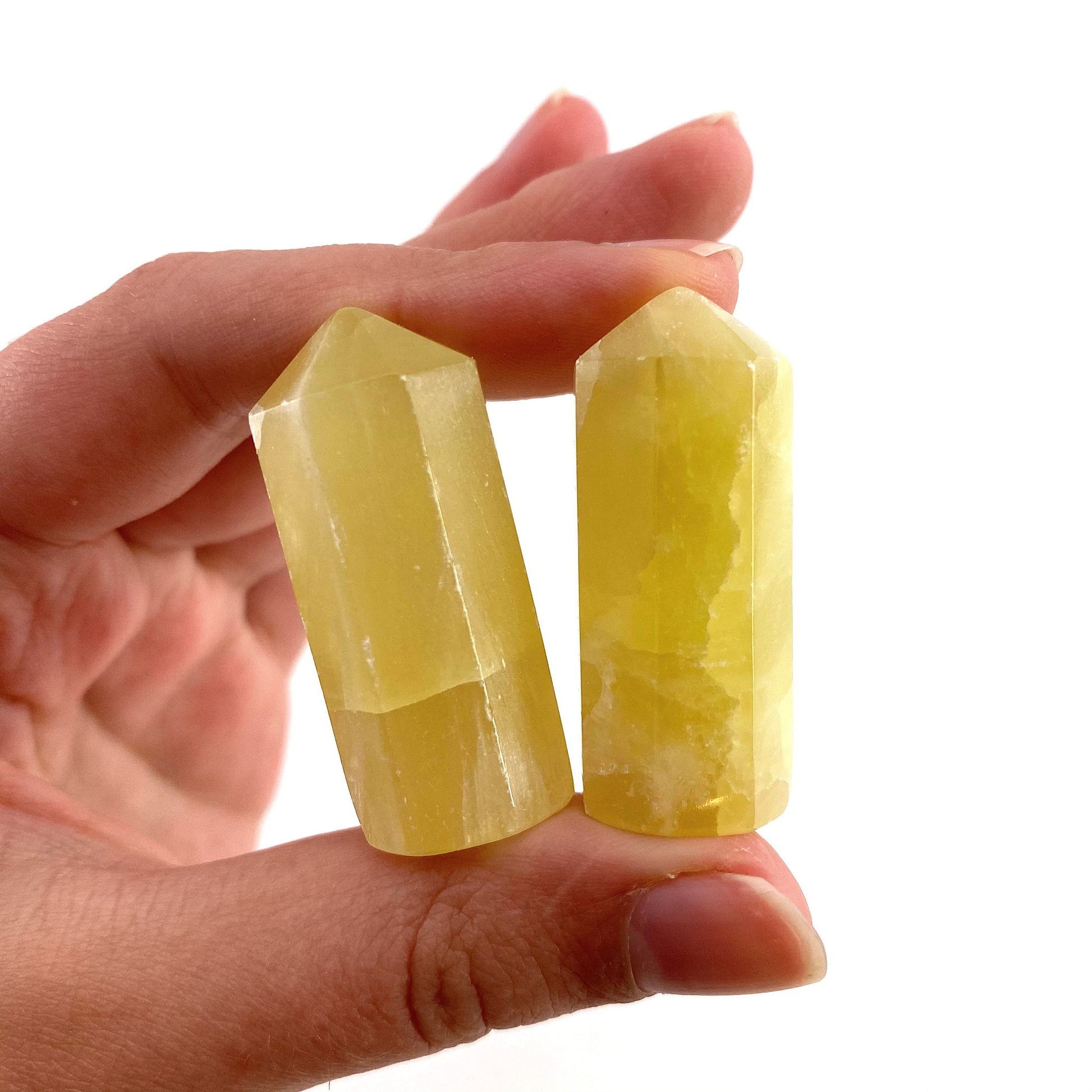 Lemon Calcite Point, yellow calcite tower, crystal point, lemon calcite crystal