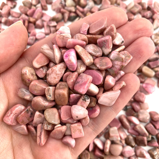 20g of Pink Rhodonite, mini tumbled stones, tumbled crystal, tumbled rhodonite, polished rhodonite
