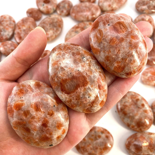 Sunstone Palm Stone (India) | sun stone palmstone, pocket stone, worry stone, Sunstone, flashy sunstone