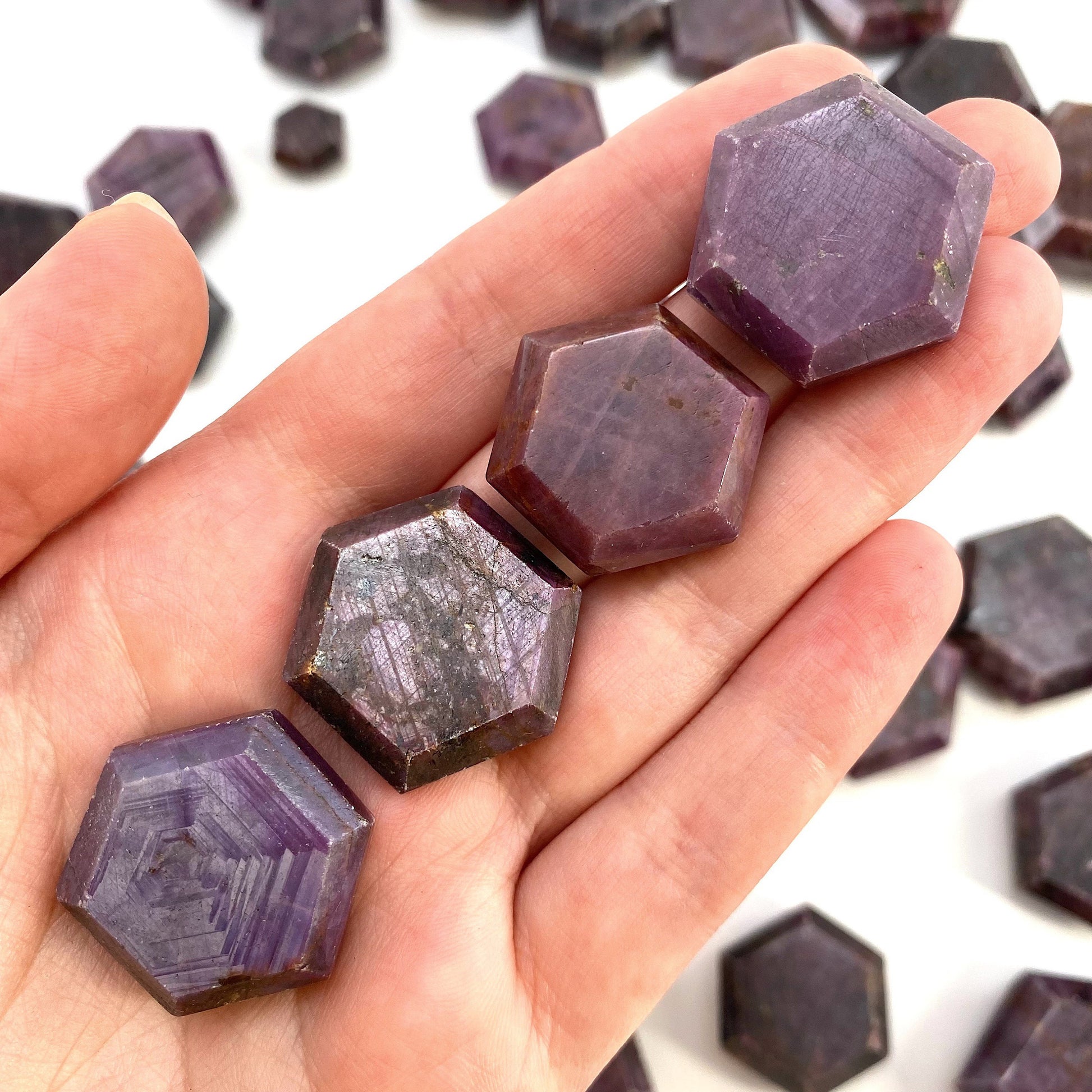 Ruby Hexagon, natural ruby palmstone, pocket stone, worry stone, red ruby, polished ruby, crystal hexagon