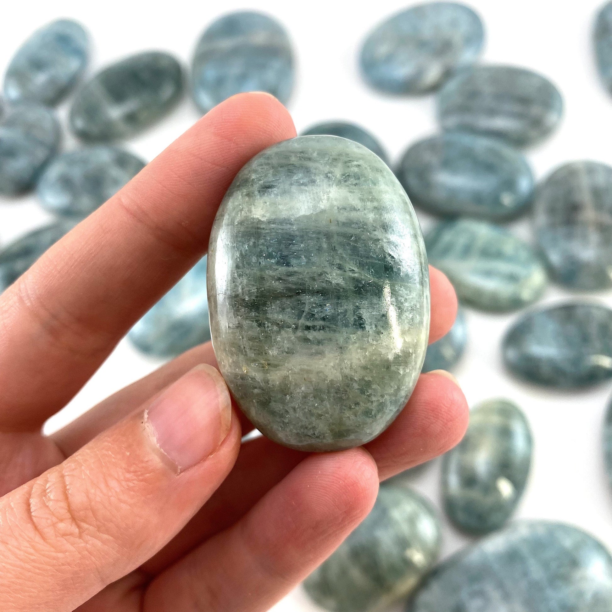 Aquamarine Palm stone, genuine aquamarine palmstone, pocket stone, worry stone, natural aquamarine