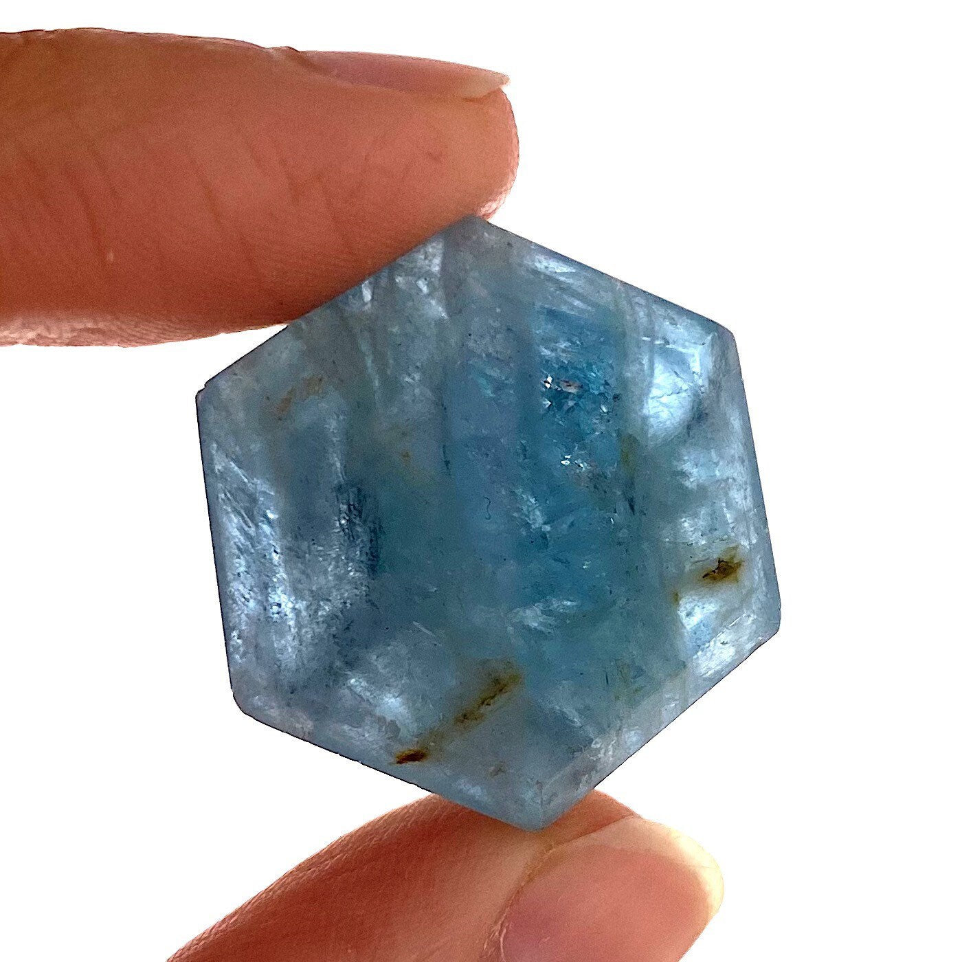 Aquamarine Hexagon, genuine aquamarine, pocket stone, worry stone, natural aquamarine, crystal hexagon, aquamarine palm stone
