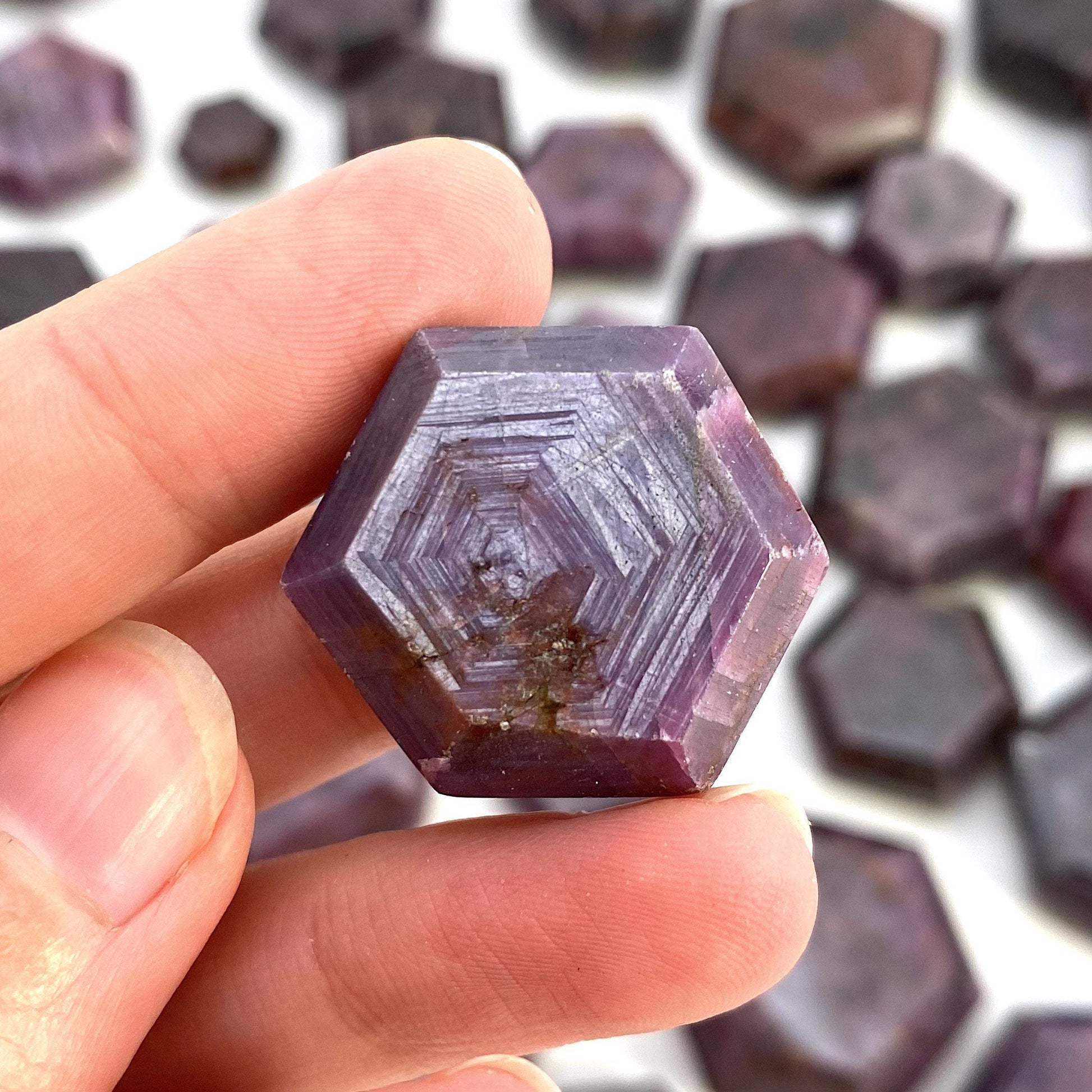 Ruby Hexagon, natural ruby palmstone, pocket stone, worry stone, red ruby, polished ruby, crystal hexagon
