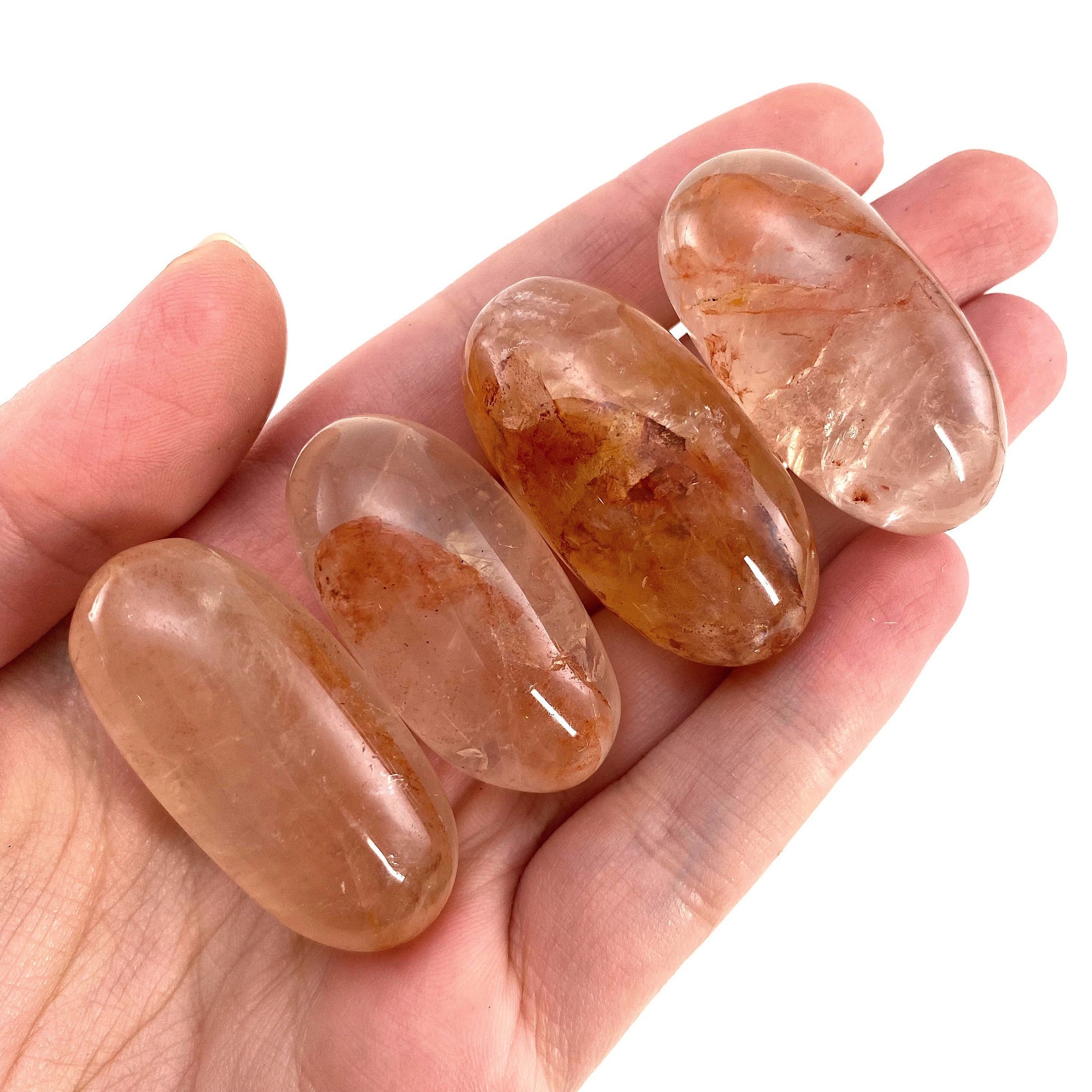 ONE Polished Fire Quartz Crystal, red fire quartz, tumbled hematoid quartz, red quartz tumble, hematoid quartz palm stone