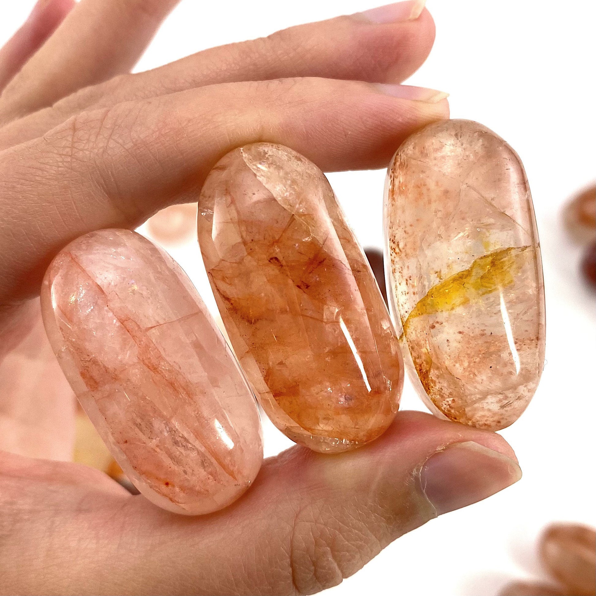 ONE Polished Fire Quartz Crystal, red fire quartz, tumbled hematoid quartz, red quartz tumble, hematoid quartz palm stone