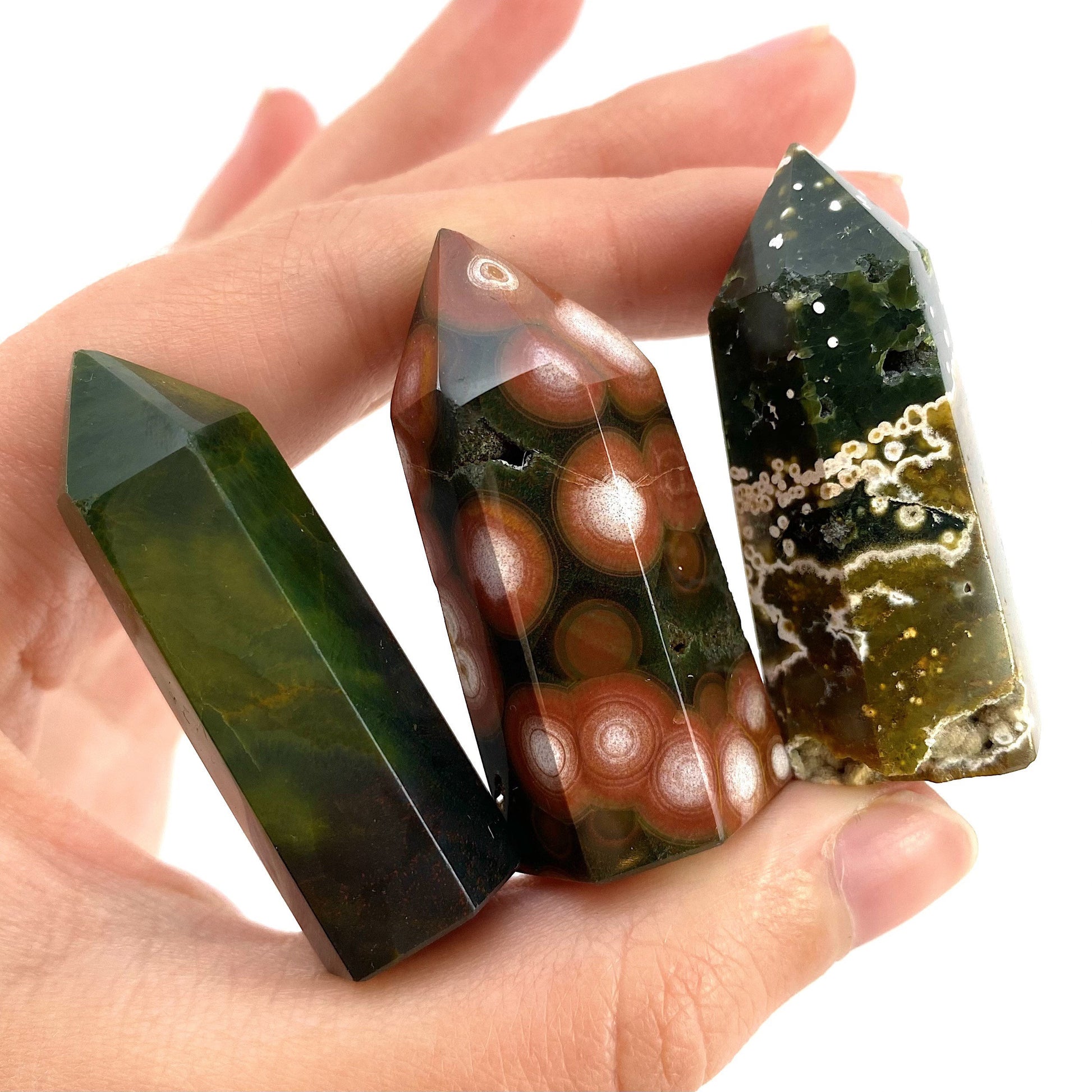 Ocean Jasper Point, ocean jasper mini tower, crystal point, ocean jasper crystal, orbicular jasper