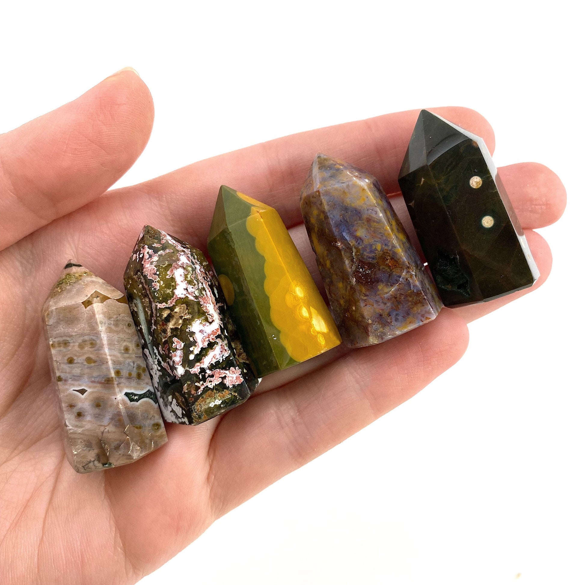 Ocean Jasper Point, ocean jasper mini tower, crystal point, ocean jasper crystal, orbicular jasper