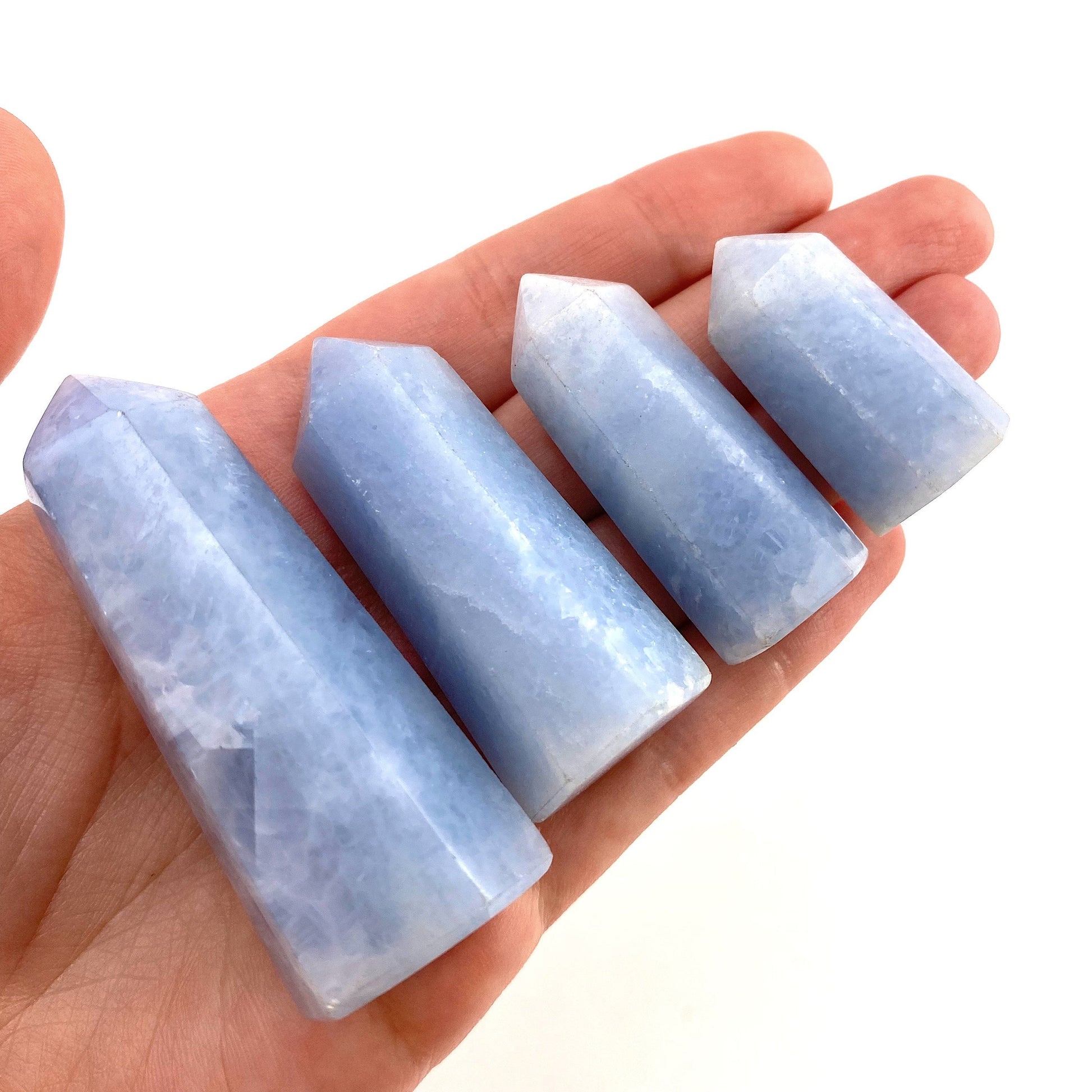 Blue Calcite Point, blue calcite tower, crystal point, blue calcite crystal