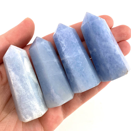 Blue Calcite Point, blue calcite tower, crystal point, blue calcite crystal
