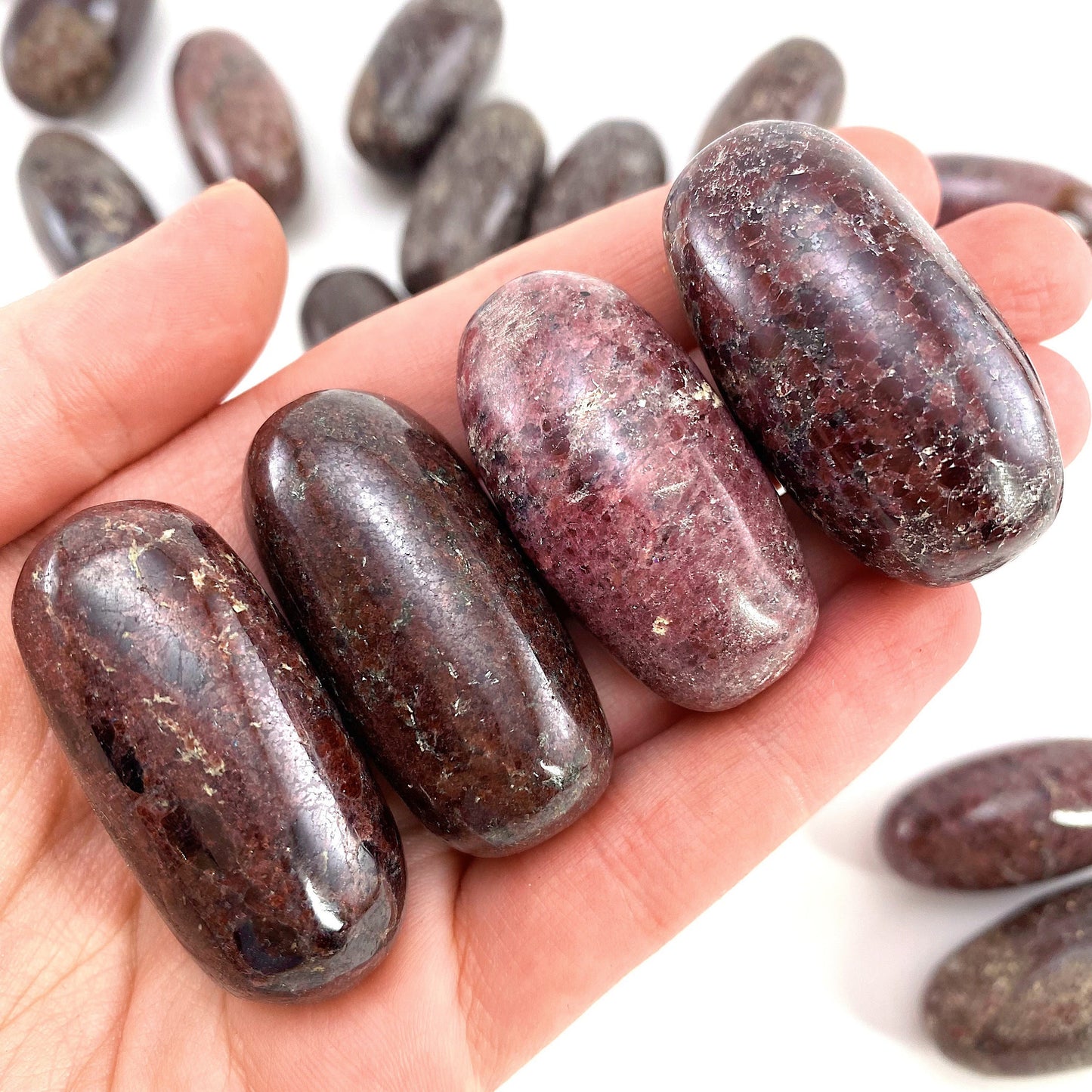 ONE Polished Garnet, red garnet, tumbled garnet, garnet palm stone