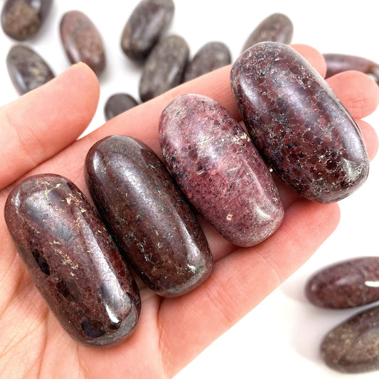 ONE Polished Garnet, red garnet, tumbled garnet, garnet palm stone