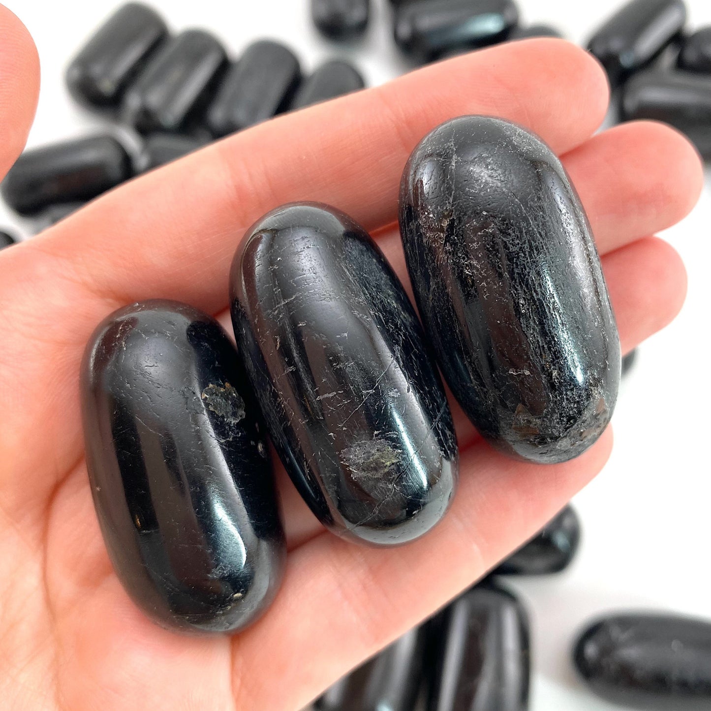 ONE Polished Black Tourmaline Stone, natural tourmaline, tumbled black tourmaline, tourmaline tumble, black tourmaline palm stone