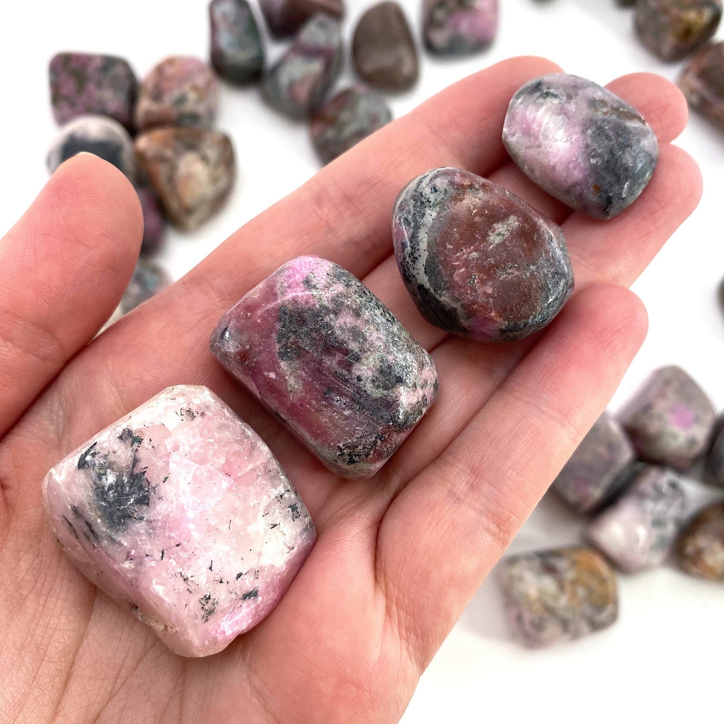 Tumbled Cobaltocalcite, tumbled stones, cobalto calcite, tumbled crystals, cobaltoan calcite, salrose, tumbled cobalto calcite