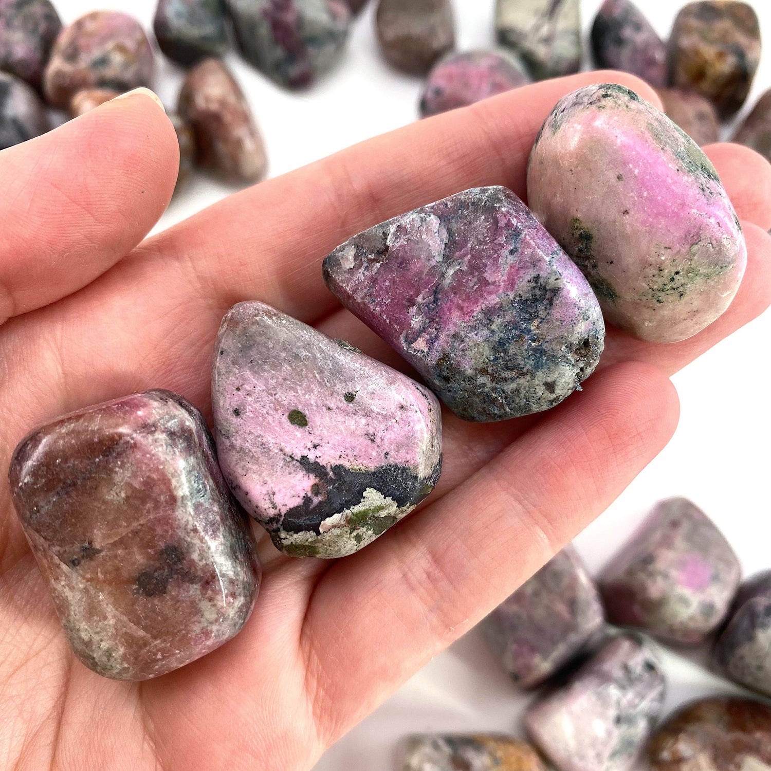 Tumbled Cobaltocalcite, tumbled stones, cobalto calcite, tumbled crystals, cobaltoan calcite, salrose, tumbled cobalto calcite