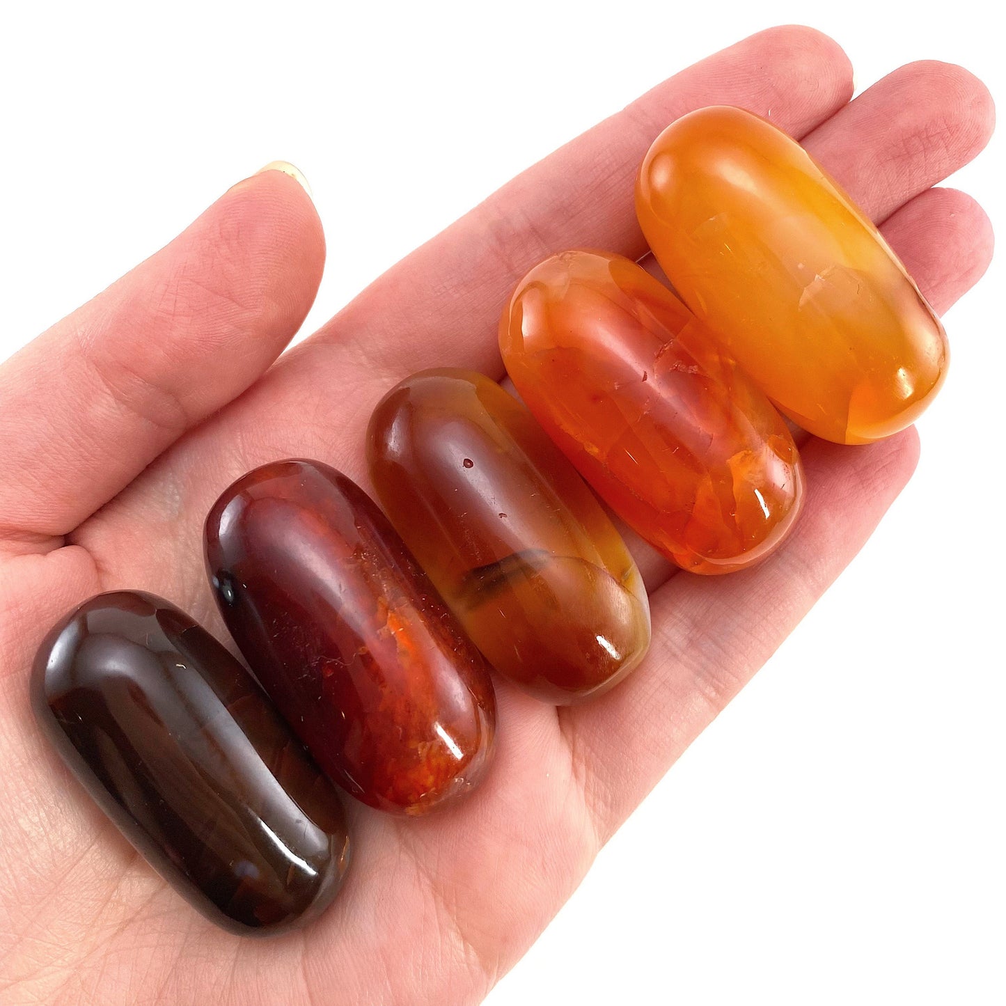 ONE Polished Carnelian, red carnelian, tumbled carnelian, red carnelian tumble, carnelian palm stone