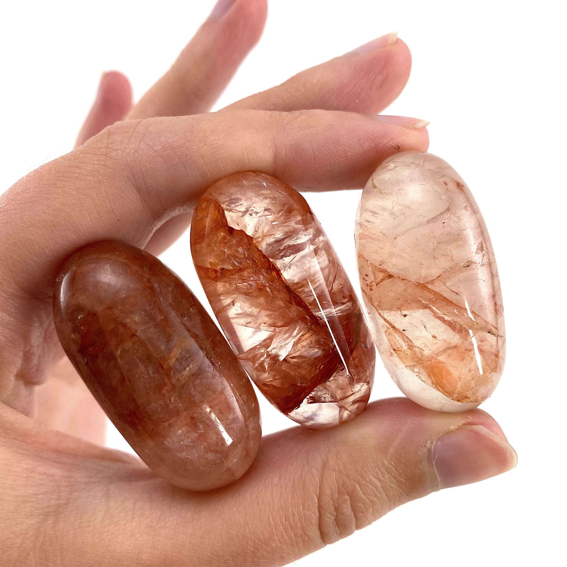 ONE Polished Fire Quartz Crystal, red fire quartz, tumbled hematoid quartz, red quartz tumble, hematoid quartz palm stone
