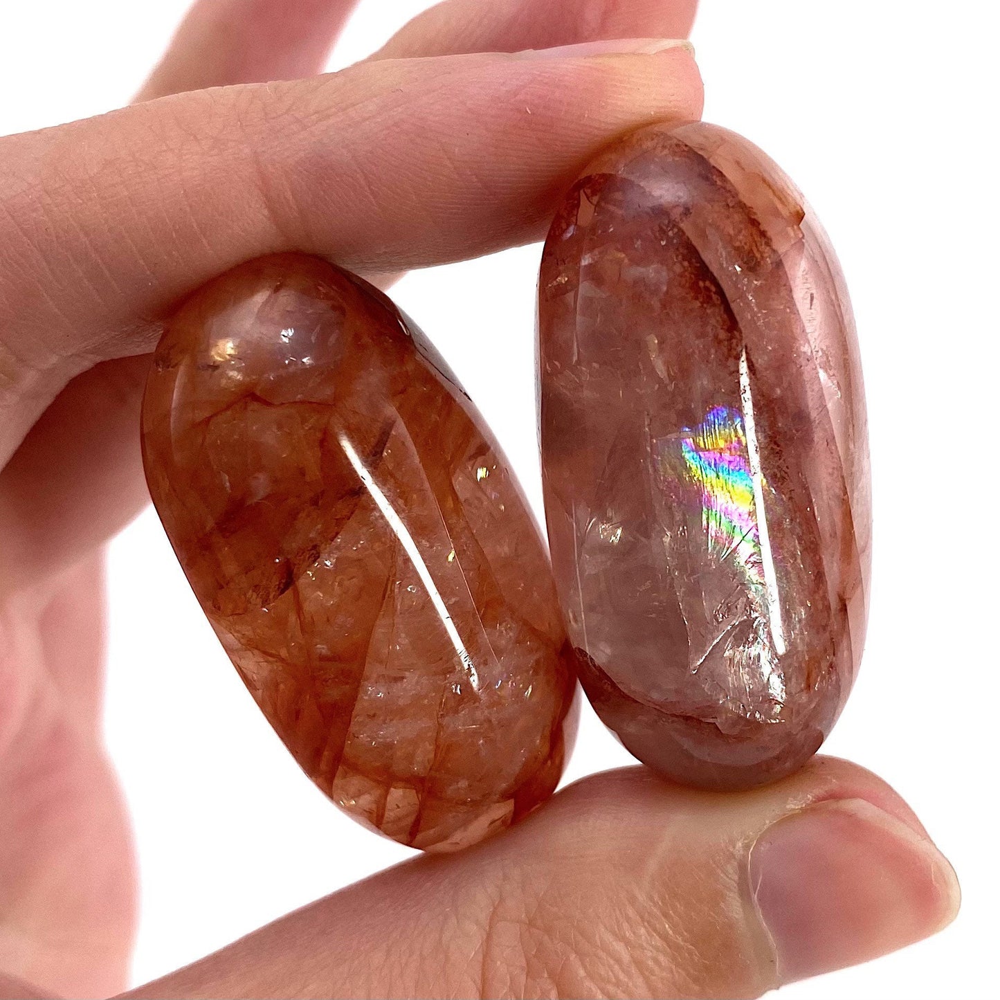 ONE Polished Fire Quartz Crystal, red fire quartz, tumbled hematoid quartz, red quartz tumble, hematoid quartz palm stone