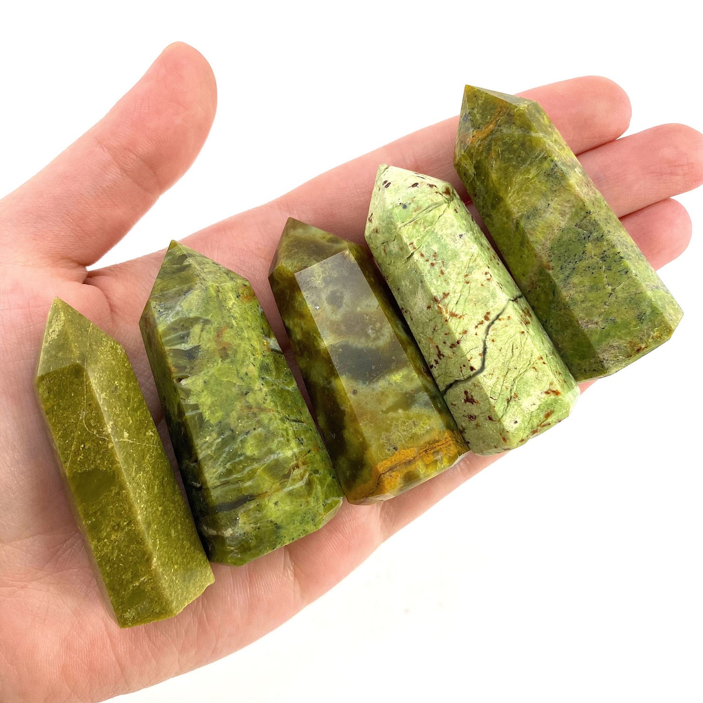 Green Opal Point | Polished Green Natural Crystal Tower (Heart Chakra)