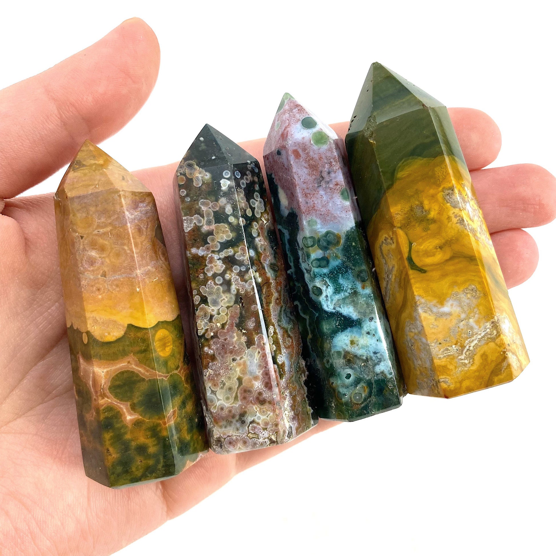 Ocean Jasper Point, ocean jasper mini tower, crystal point, ocean jasper crystal, orbicular jasper