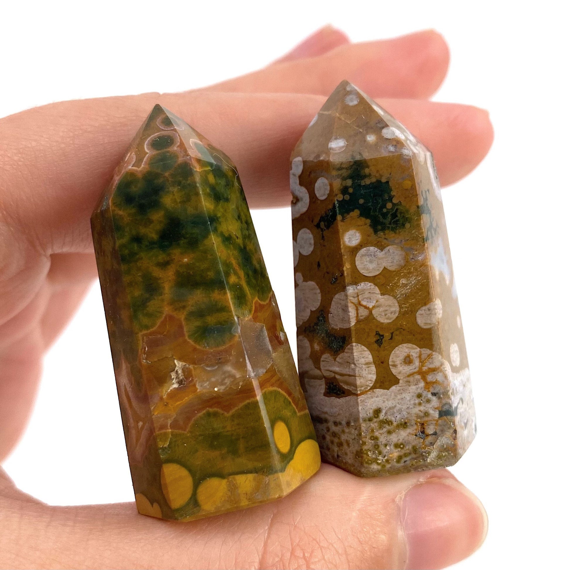 Ocean Jasper Point, ocean jasper mini tower, crystal point, ocean jasper crystal, orbicular jasper