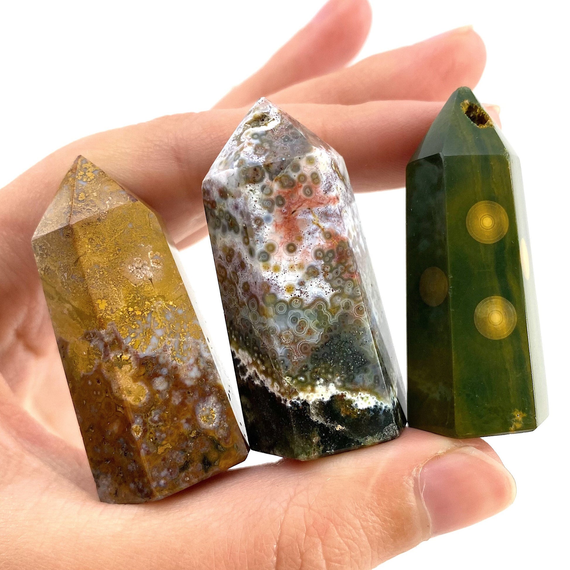 Ocean Jasper Point, ocean jasper mini tower, crystal point, ocean jasper crystal, orbicular jasper