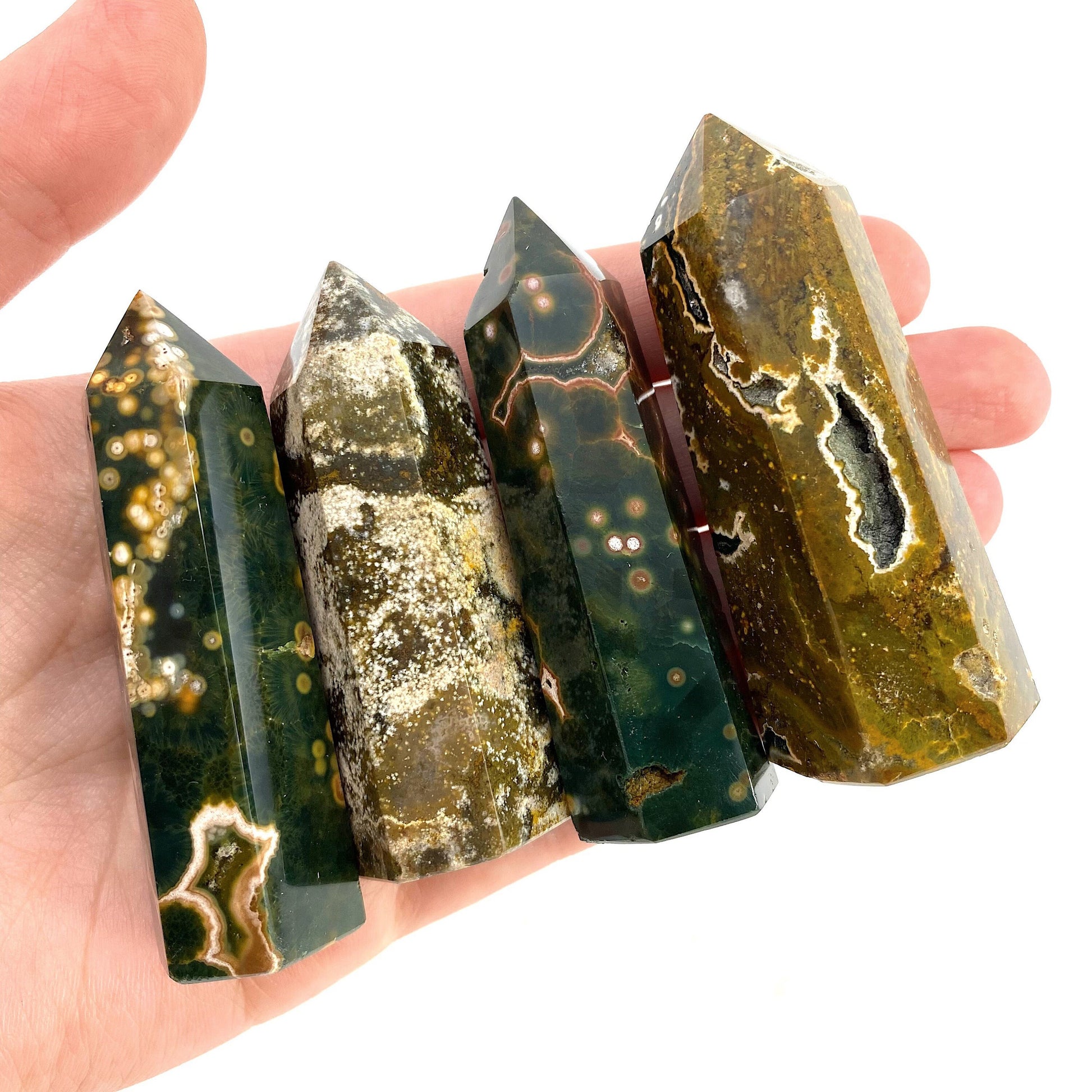 Ocean Jasper Point, ocean jasper mini tower, crystal point, ocean jasper crystal, orbicular jasper