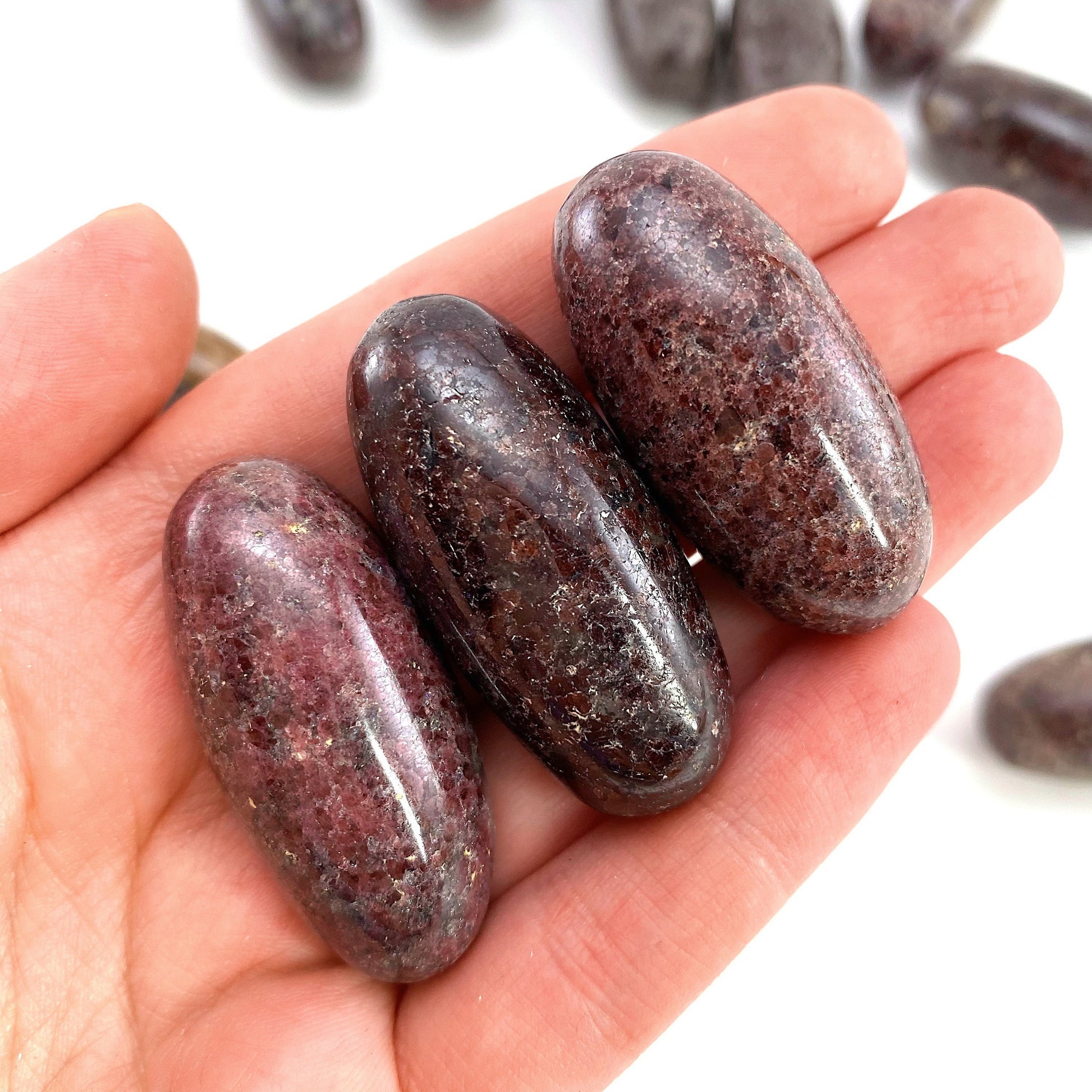 ONE Polished Garnet, red garnet, tumbled garnet, garnet palm stone