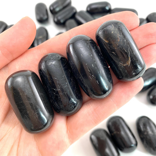 ONE Polished Black Tourmaline Stone, natural tourmaline, tumbled black tourmaline, tourmaline tumble, black tourmaline palm stone