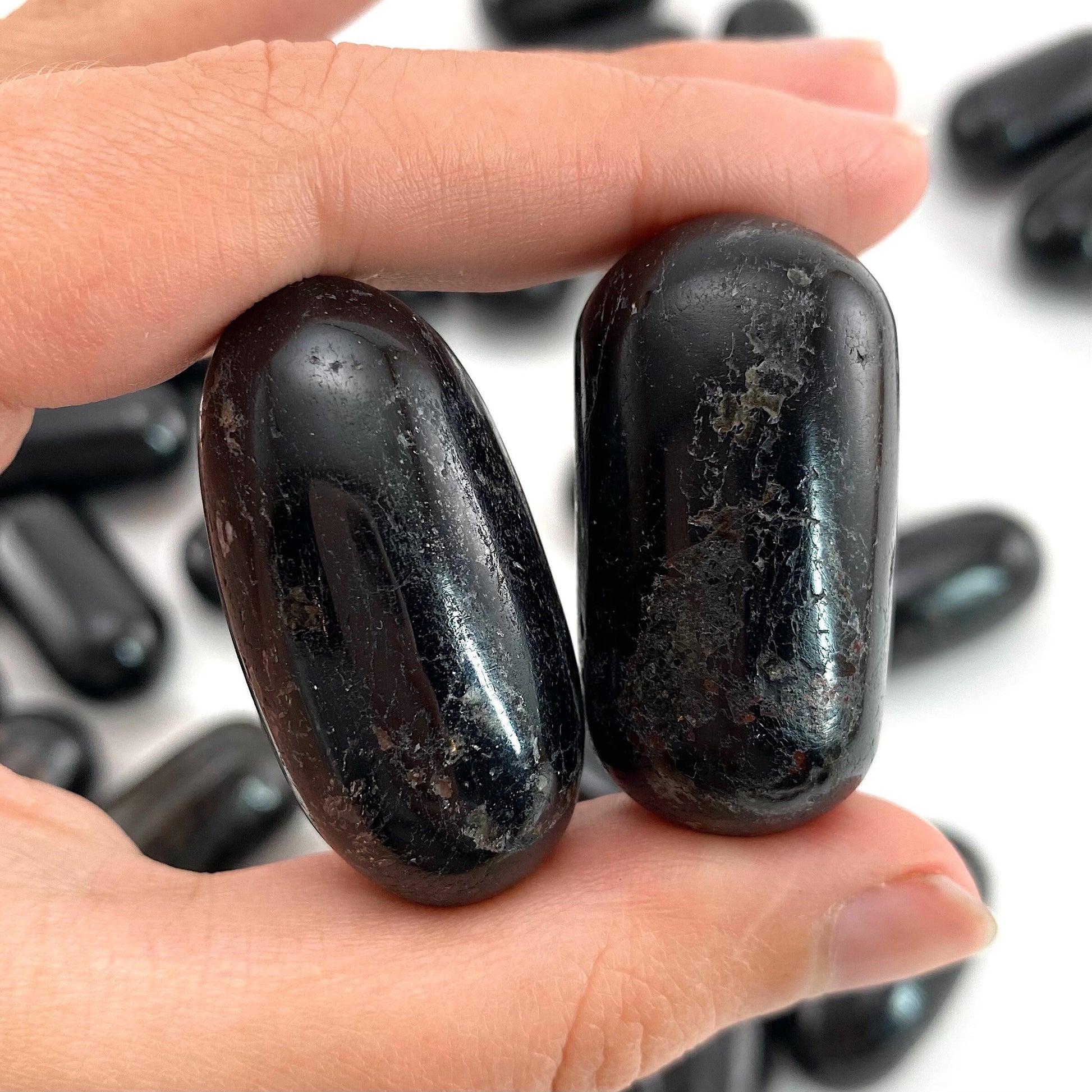ONE Polished Black Tourmaline Stone, natural tourmaline, tumbled black tourmaline, tourmaline tumble, black tourmaline palm stone