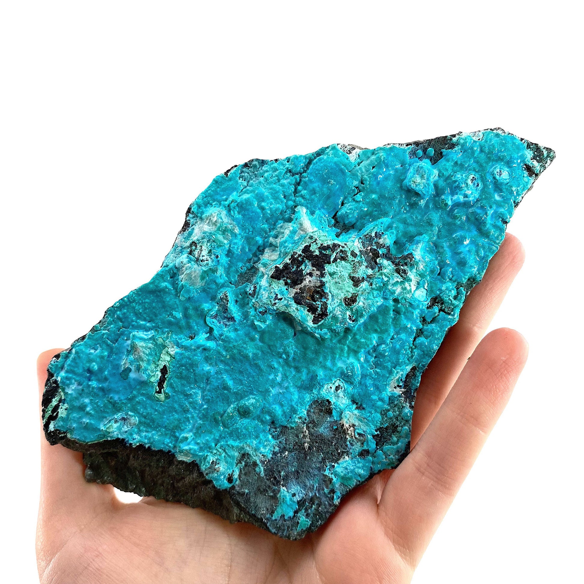 Chrysocolla Specimen (Congo), raw chrysocolla, botryoidal chrysocolla, chrysocolla crystal, rare crystals