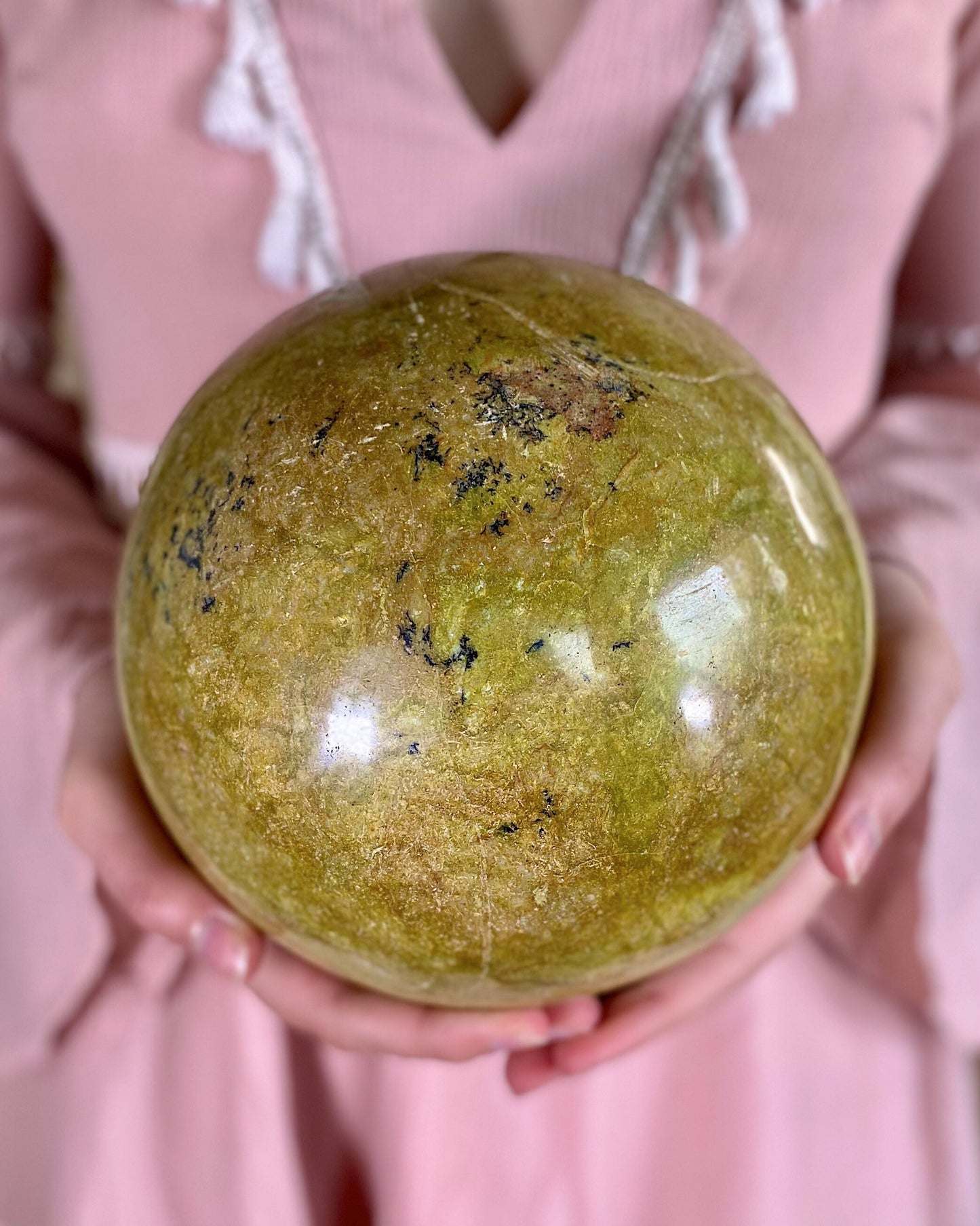 XXL Green Opal Sphere, crystal ball, green opal sphere, large crystal ball, huge crystals, green opal