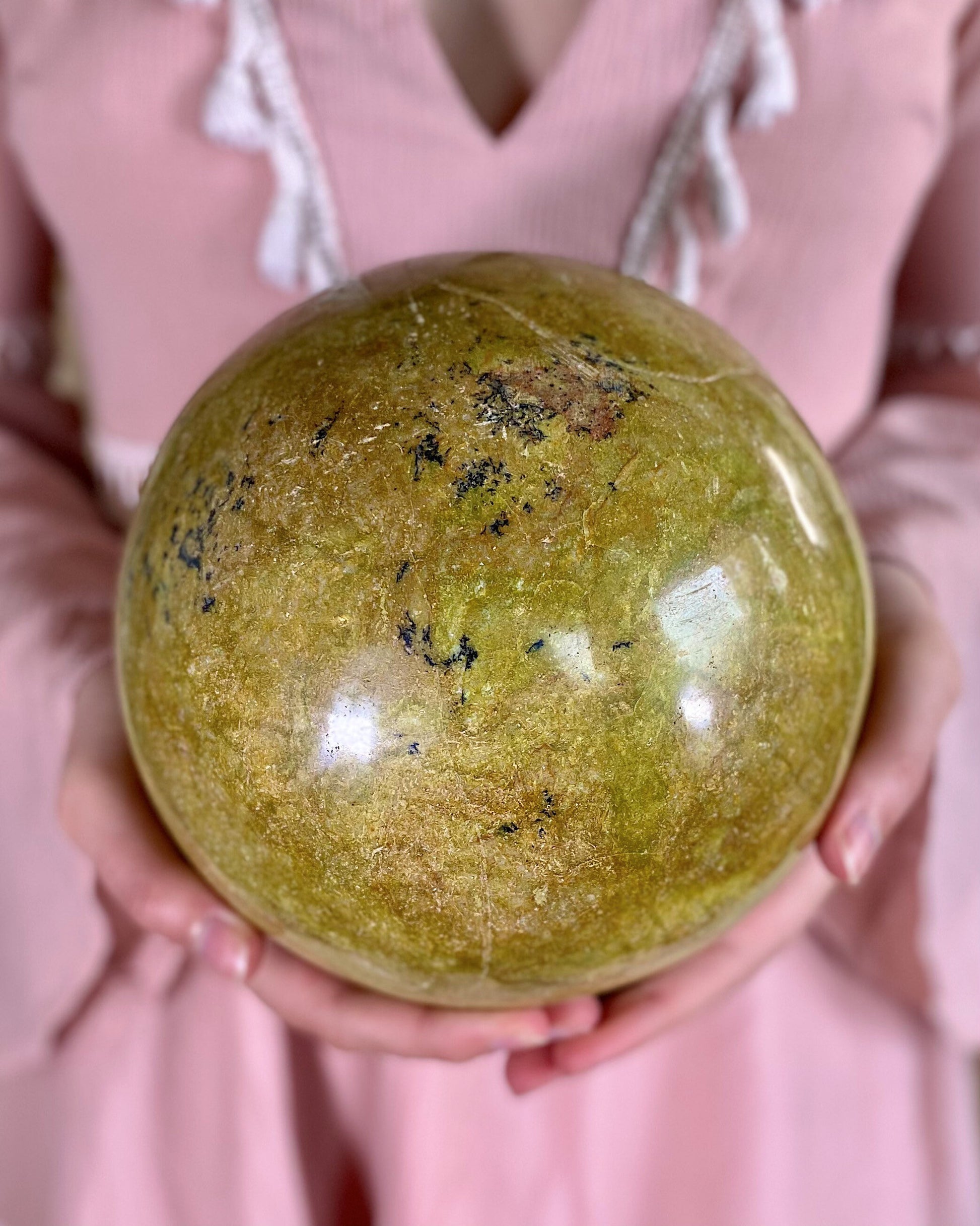 XXL Green Opal Sphere, crystal ball, green opal sphere, large crystal ball, huge crystals, green opal