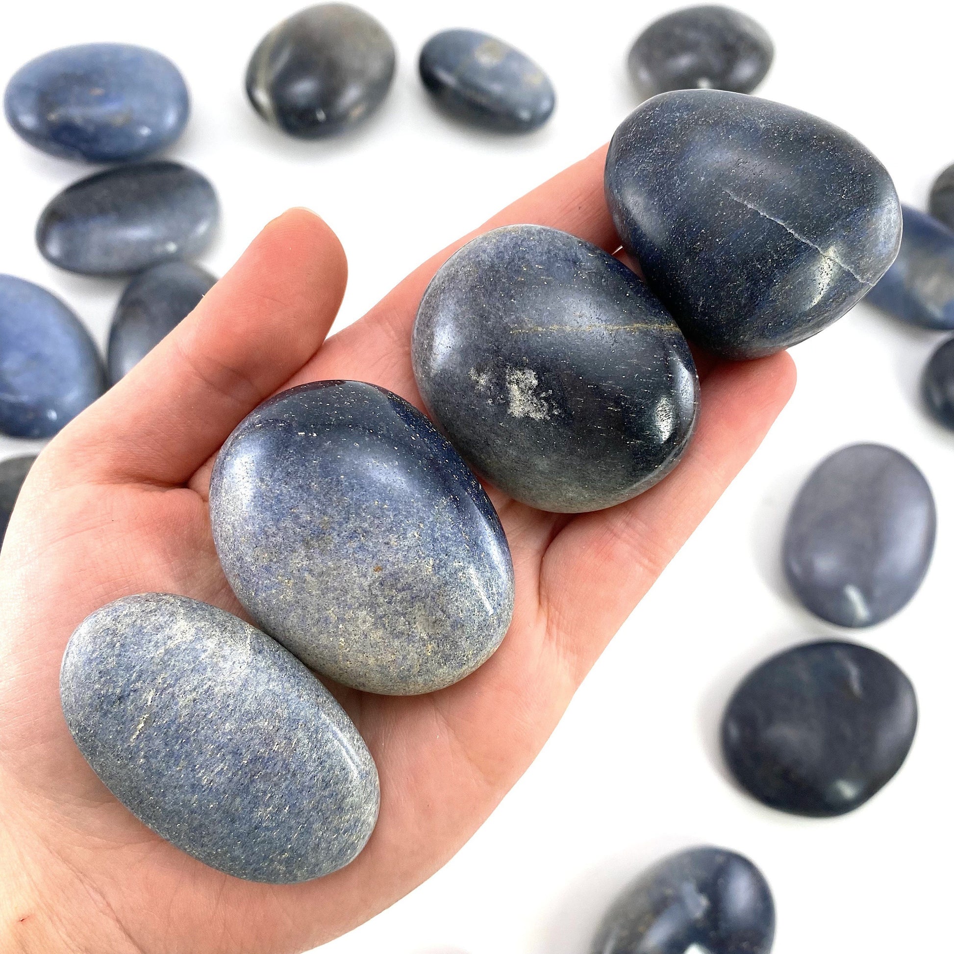 Blue Lazulite Palm Stone, lazulite, lazulite palmstone, palm stone, blue lazulite, crystals