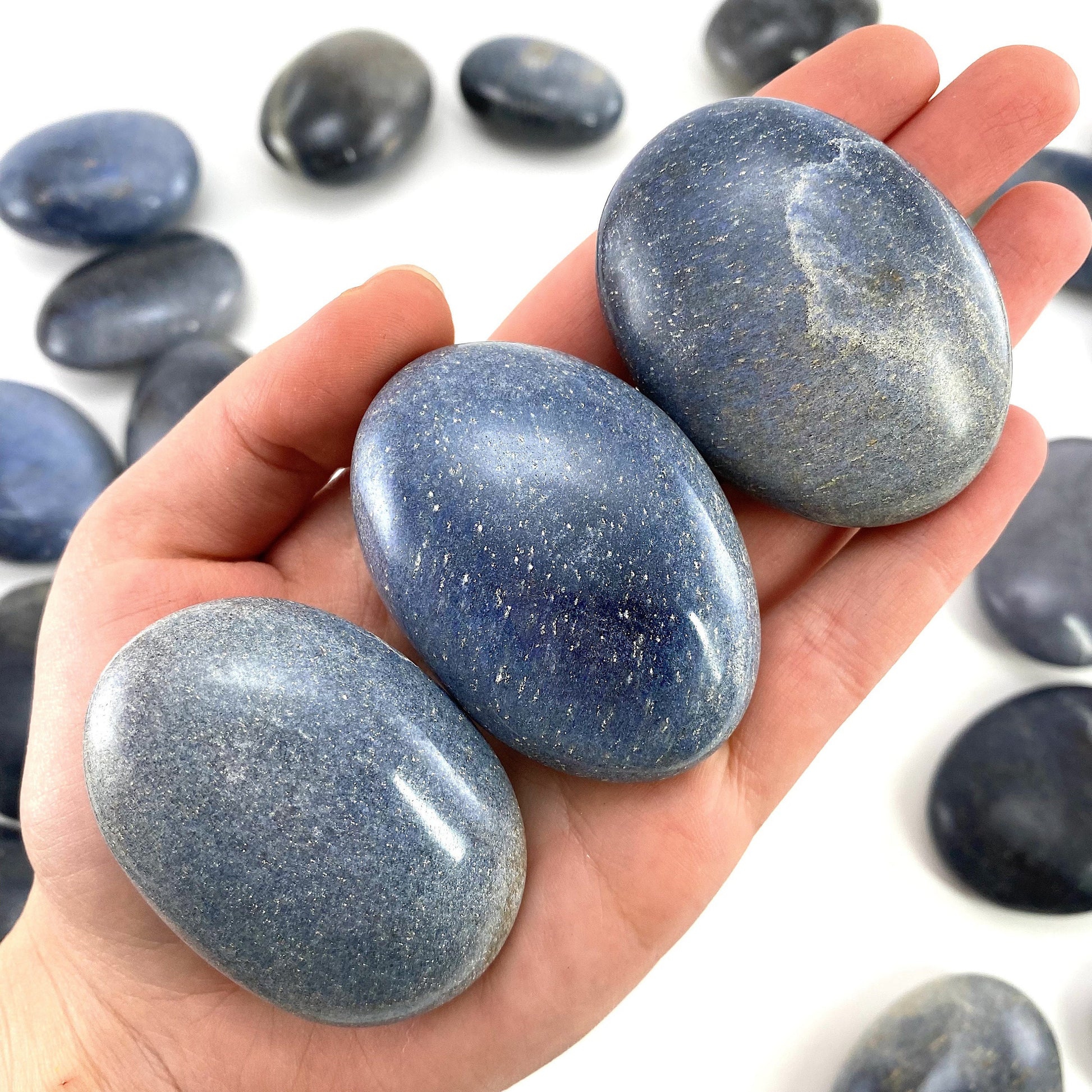 Blue Lazulite Palm Stone, lazulite, lazulite palmstone, palm stone, blue lazulite, crystals