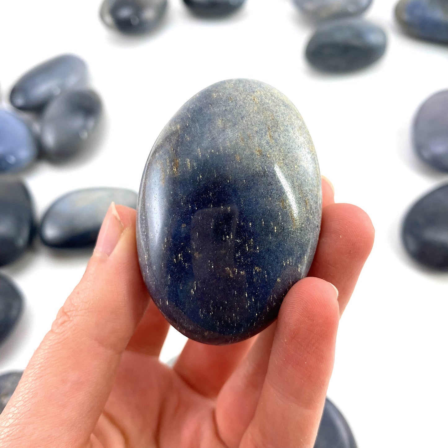 Blue Lazulite Palm Stone, lazulite, lazulite palmstone, palm stone, blue lazulite, crystals