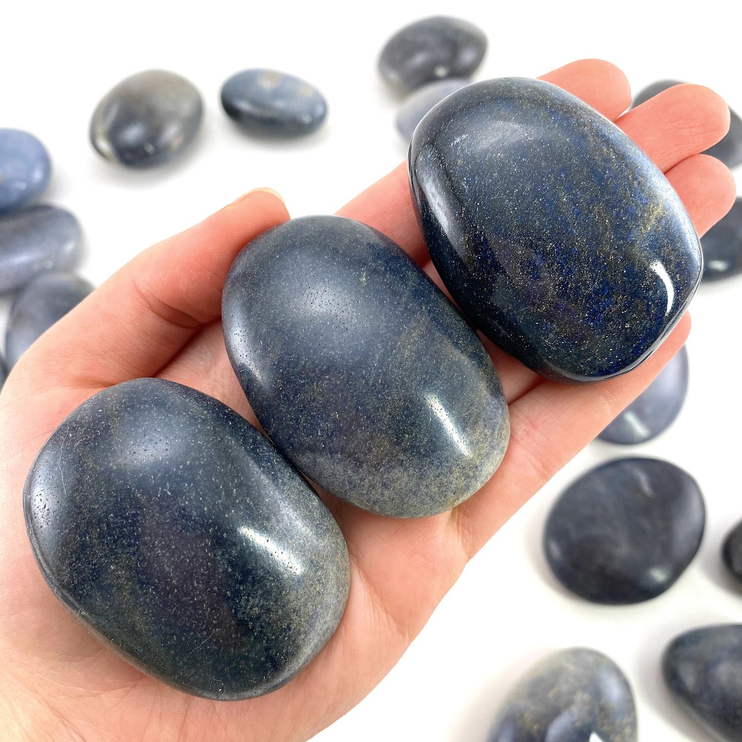 Blue Lazulite Palm Stone, lazulite, lazulite palmstone, palm stone, blue lazulite, crystals