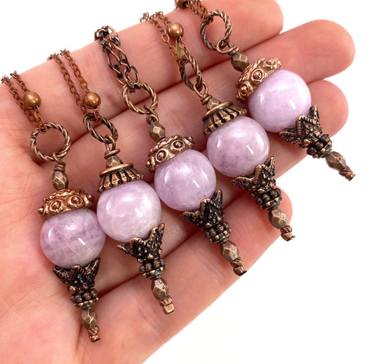 Pink Kunzite Necklace, Pink Kunzite drop necklace, bead necklace, layering necklace